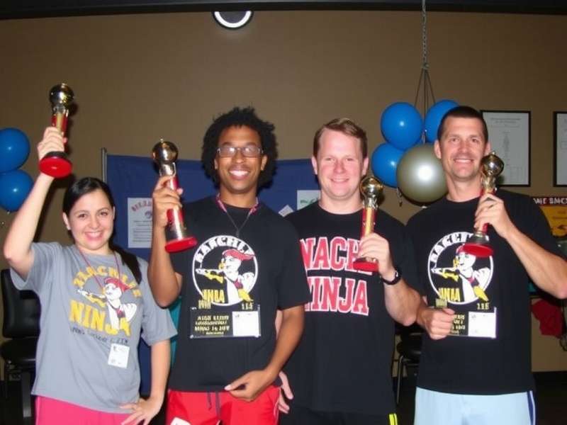 Nachle Ninja Tournament Champions Nachle Ninja tournament winners holding trophies